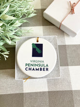 Load image into Gallery viewer, Bulk Order of Custom Logo Ornaments with a Gold String Hanger and Gift Box