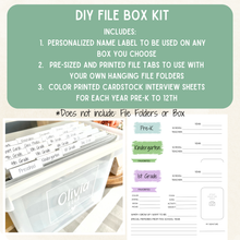 Load image into Gallery viewer, School Memory File Box — Kids' Keepsake Organizer for K–12 School Papers &amp; Artwork
