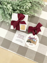 Load image into Gallery viewer, Bulk Order of Custom Logo Ceramic Ornaments with Satin Ribbon Hangers and Gift Boxes
