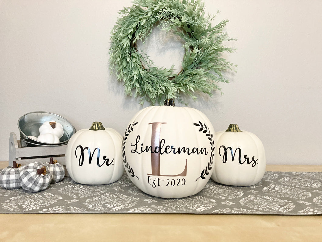 Fall Wedding Personalized Pumpkin Decor Bundle